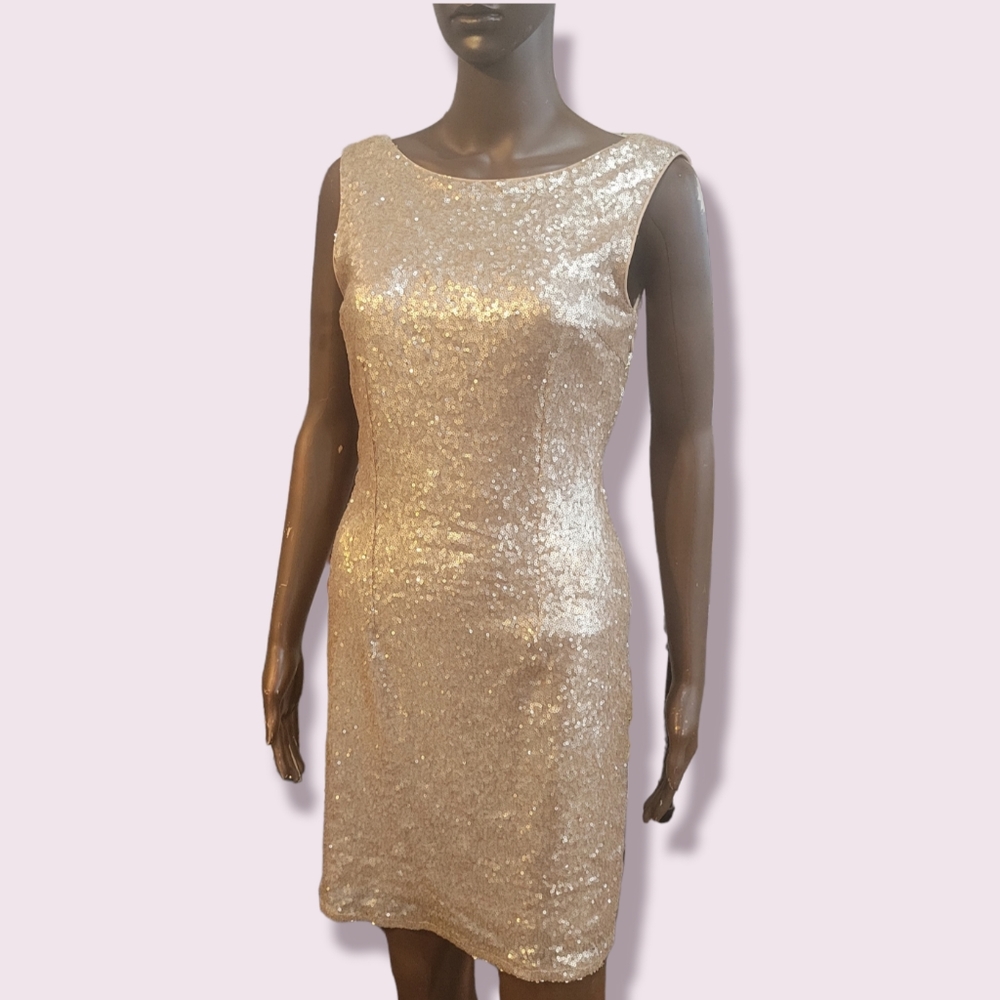 Blush Pink Sequin Backless Mini Dress